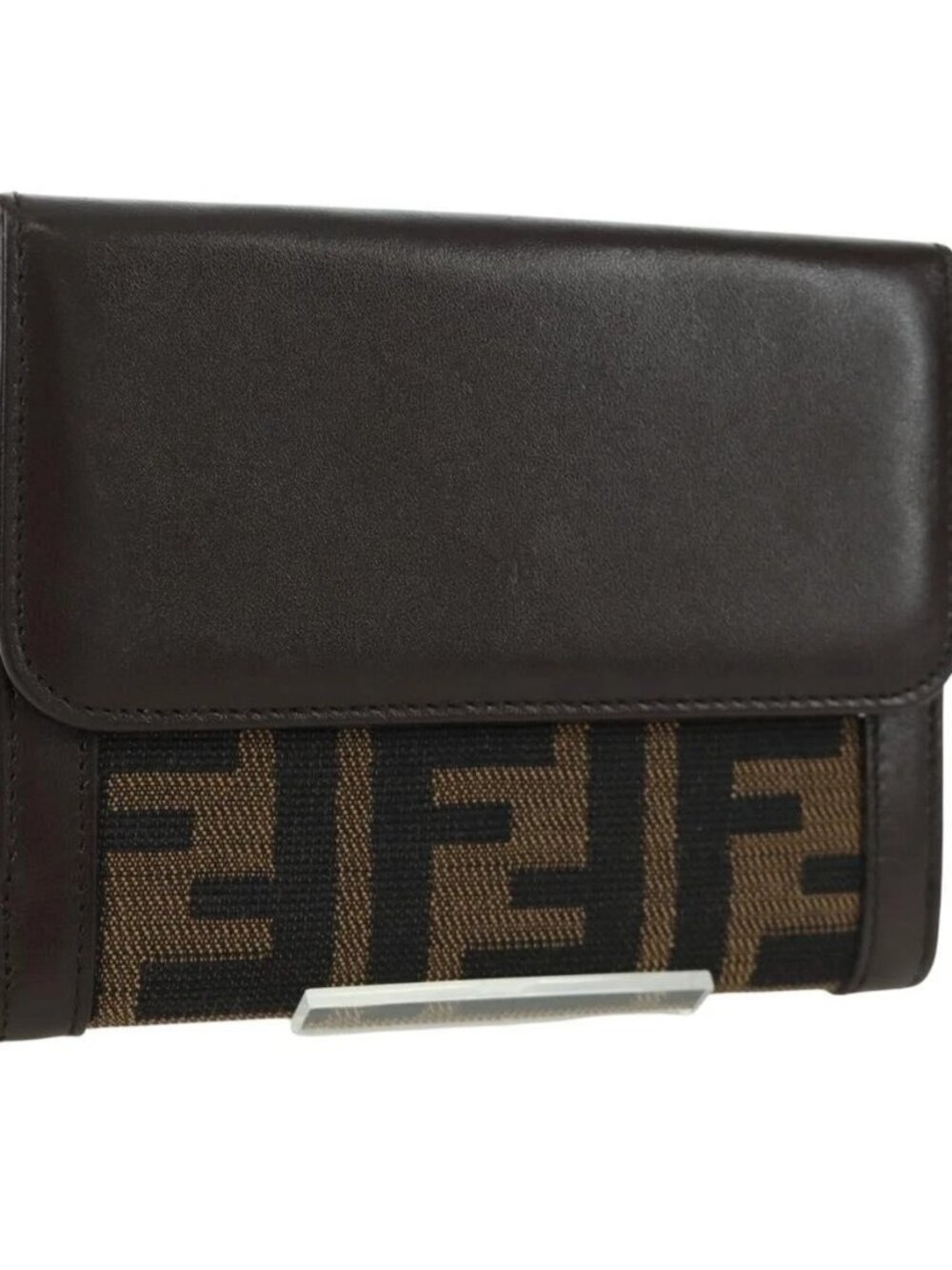 FENDI Zucca Canvas Trifold Wallet Black Brown